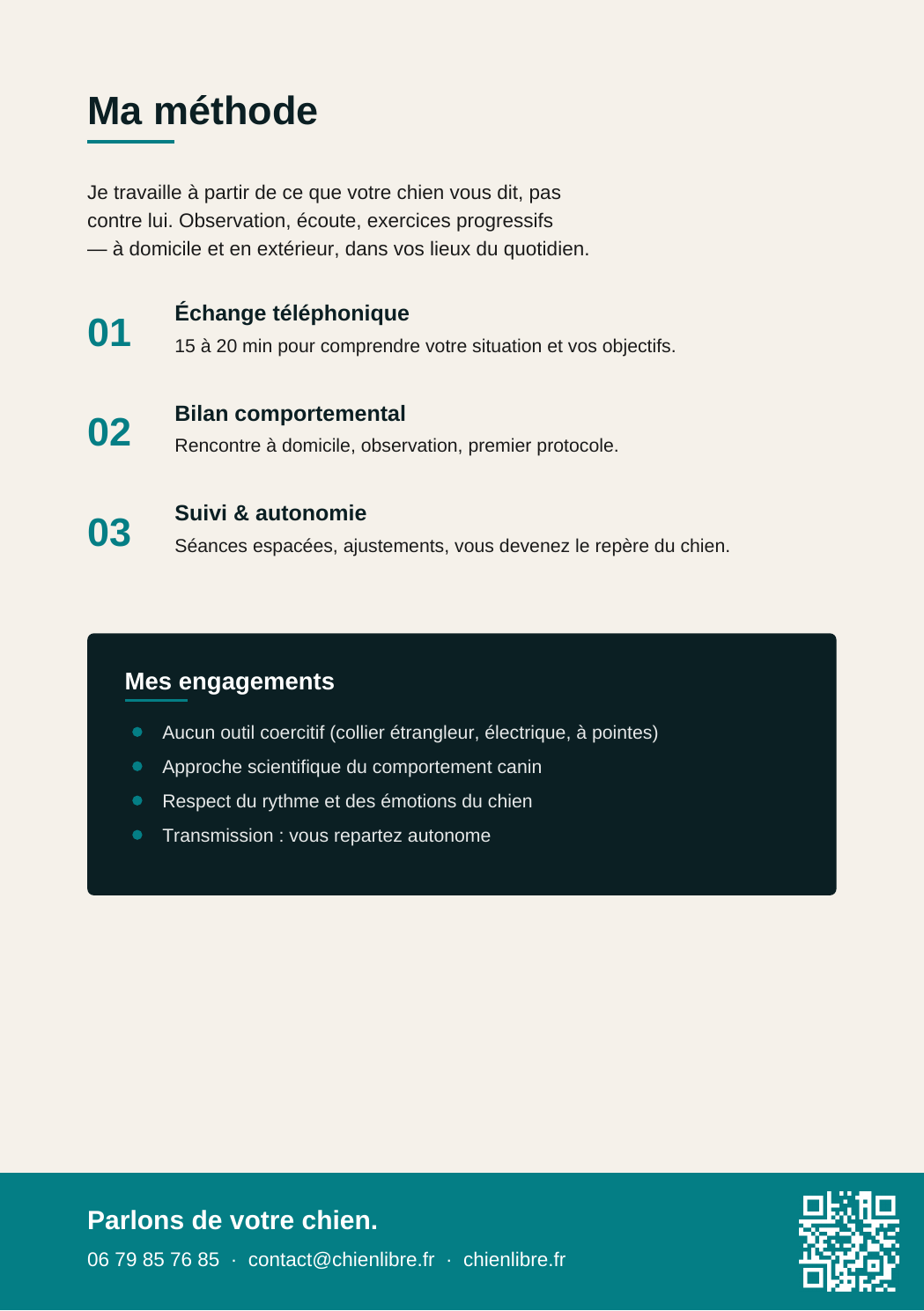 Flyer chienlibre.fr — verso